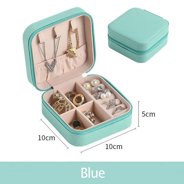 Portable Jewelry Storage Box Leather Case Boxes Travel Organizer Display Earrings Necklace Ring Jewelry Storage Organizer