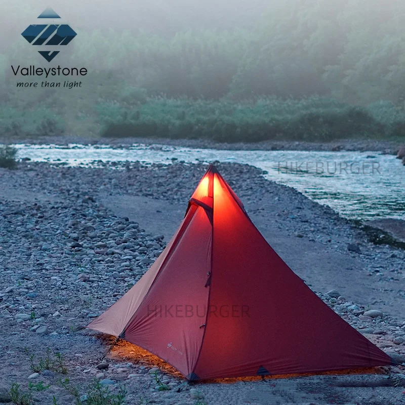 Valleystone Shanxian2 Pyramid Tent Outdoor Camping Poleless Tent Hiking Mountaineering 15DSingle silicone PU6000+