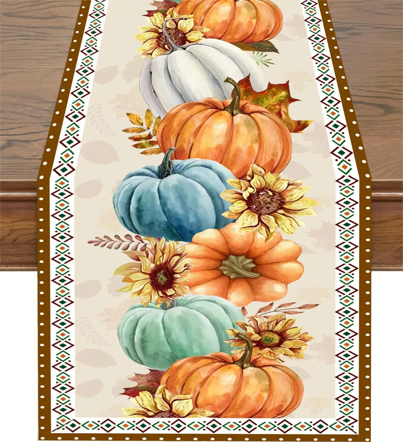 

Linen Table Flag Halloween Pumpkin Sunflower Home Restaurant Living Room Dining Table Indoor and Outdoor Decoration Table Flag