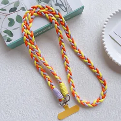 Stylish DIY Woven Crossbody Phone Lanyard - Polyester / Nylon (Yellow / Gold)