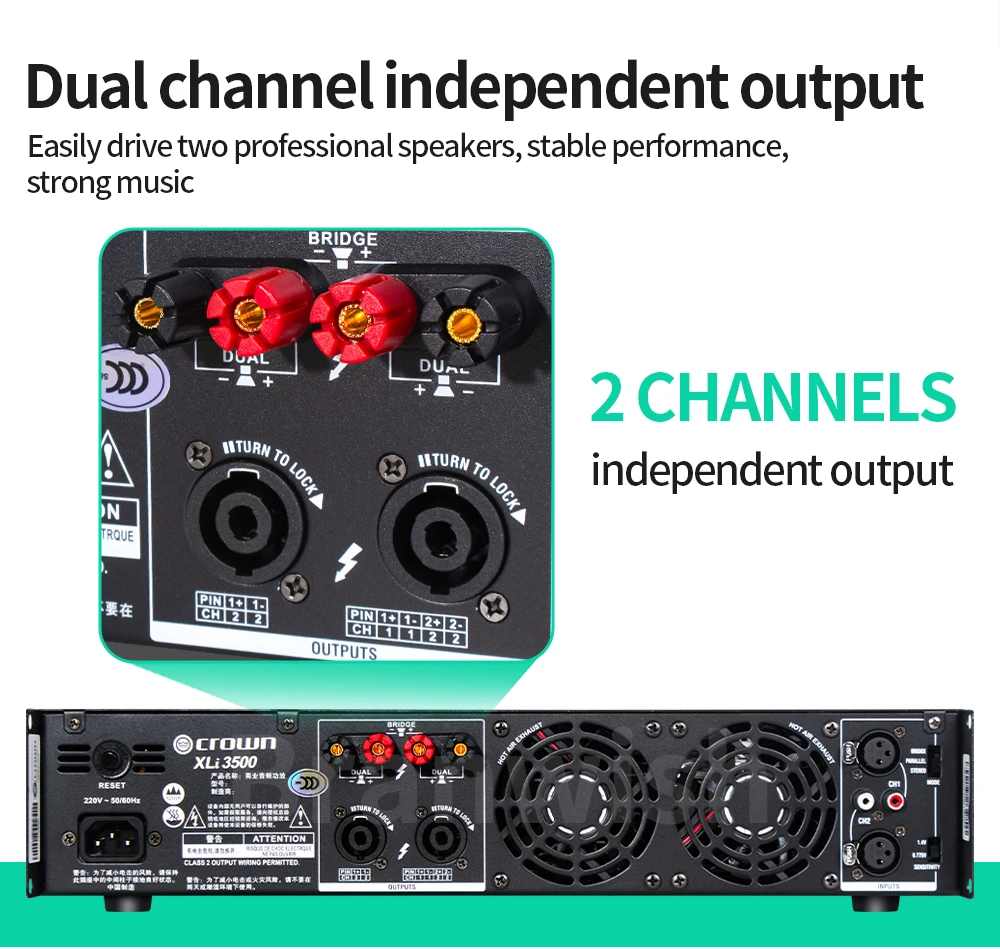 XLi 3500 Power Amplifier – Professional Audio DJ Equipment for Line Array Speakers Subwoofer Speakers Stage Wedding KTV Home