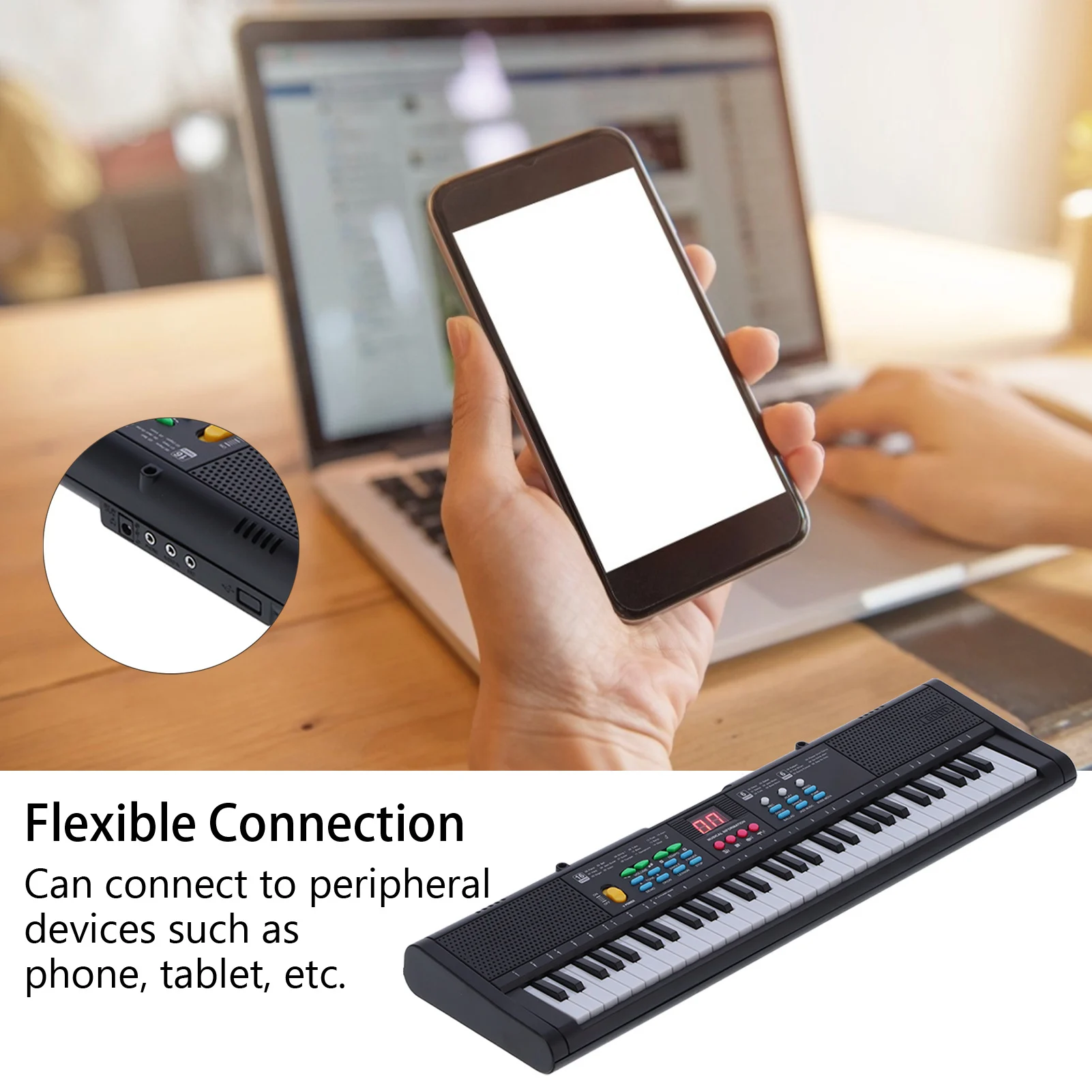 Keyboard Piano Instrument 61 Keys Electric Digital Multifunctional with Microphone MQ6186