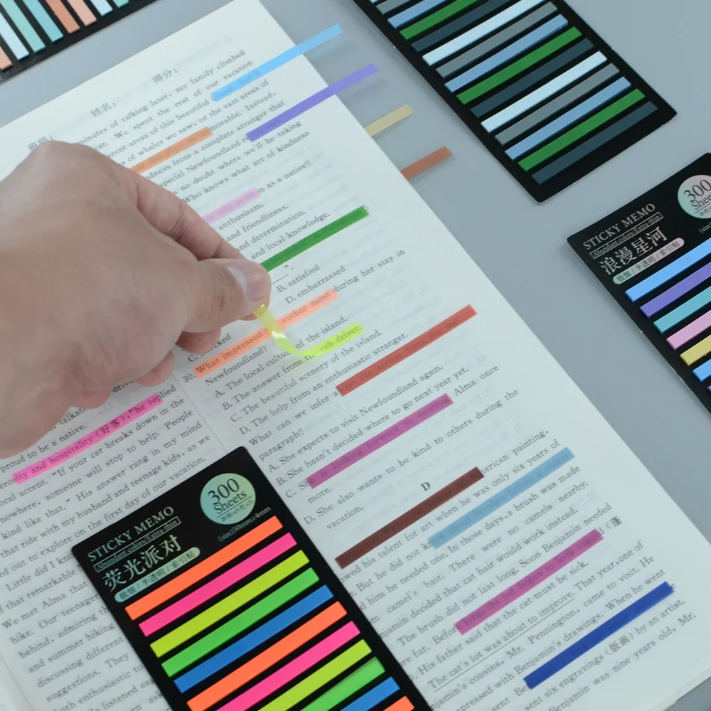 300 colored transparent stickers self-adhesive annotations reading bookmarks labels notebooks stationery