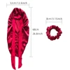 1+1   Edge Long Bonnet+Elastic Satin Hair Band Set Long silky Bonnet For Sleeping With Wide Elastic Band Headwrap 3