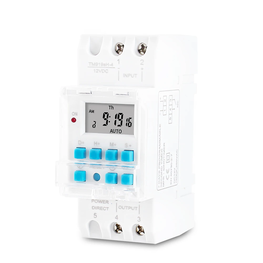 1 Second Interval 7 Days Programmable Timer Switch Household Usage HD LCD Display Time Relay Din Rail Module Controller 12V 4