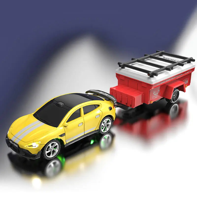 RC Car 1/64 Alloy Mini Drift Car with Trailer 2.4G Remote Control High Speed Stunt Desktop Toy Vehicle Adult Simulation Model