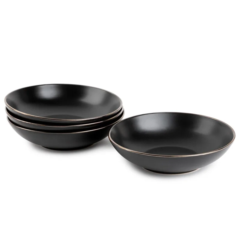 

Black Stoneware Round Bowls, 4 Pack