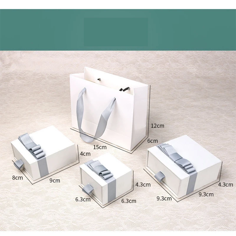 24pcs Jewelry Ring Earrings Necklace Organizer Box with Gray Bowknot Wedding Traval Business Portable Drawer Boxes