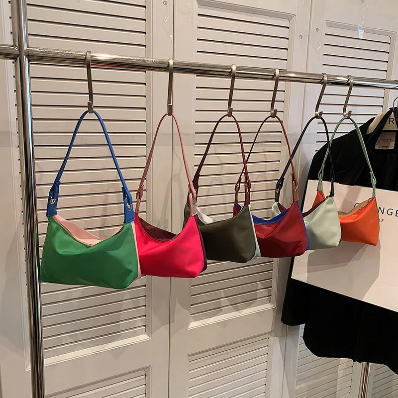 

Fashion Contrast Colored Women Lightweight Underarm Bag Ladies Purse Handbags Nylon Dumpling Shoulder Bags Small Clutch Bolsas