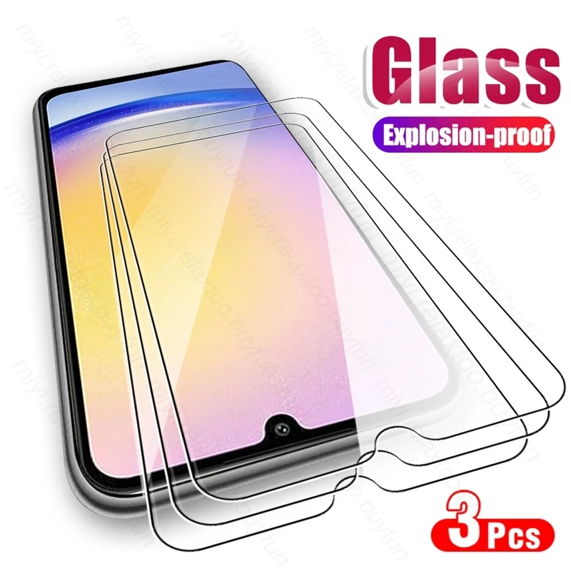 

Sumung A25 5G Case 3PCS Full Protective Glass For Samsung Galaxy A25 A 25 5G 25A SM-A256B/DSN 6.5" Phone Screen Protector Cover