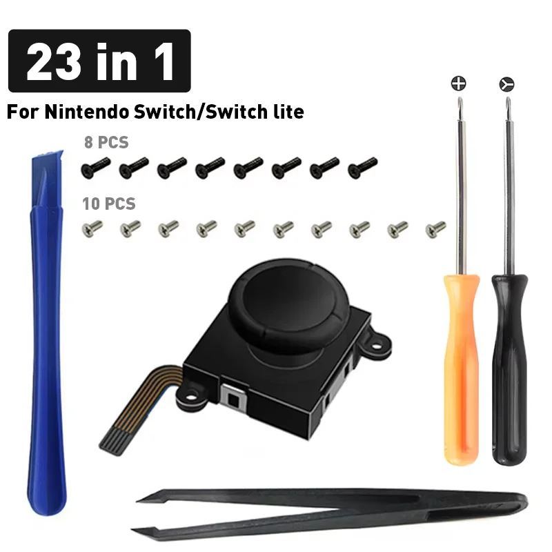Enhanced 3D Analog Joystick Thumb Stick Replacement Repair Kit with Tool