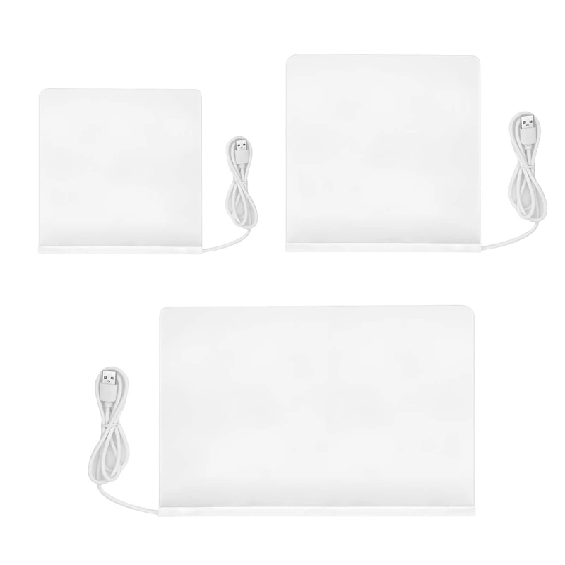 

LED Acrylic Memo Board with Stand and Marker, LED Whiteboard Memo Desk Light Light up Message Board for Office Home HXBE