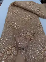 African Heavy Beaded Lace Fabric 2025 High Quality Nigerian Sequin Pearl Lace French Tulle Fabric For Wedding Party Dress Sewing 5