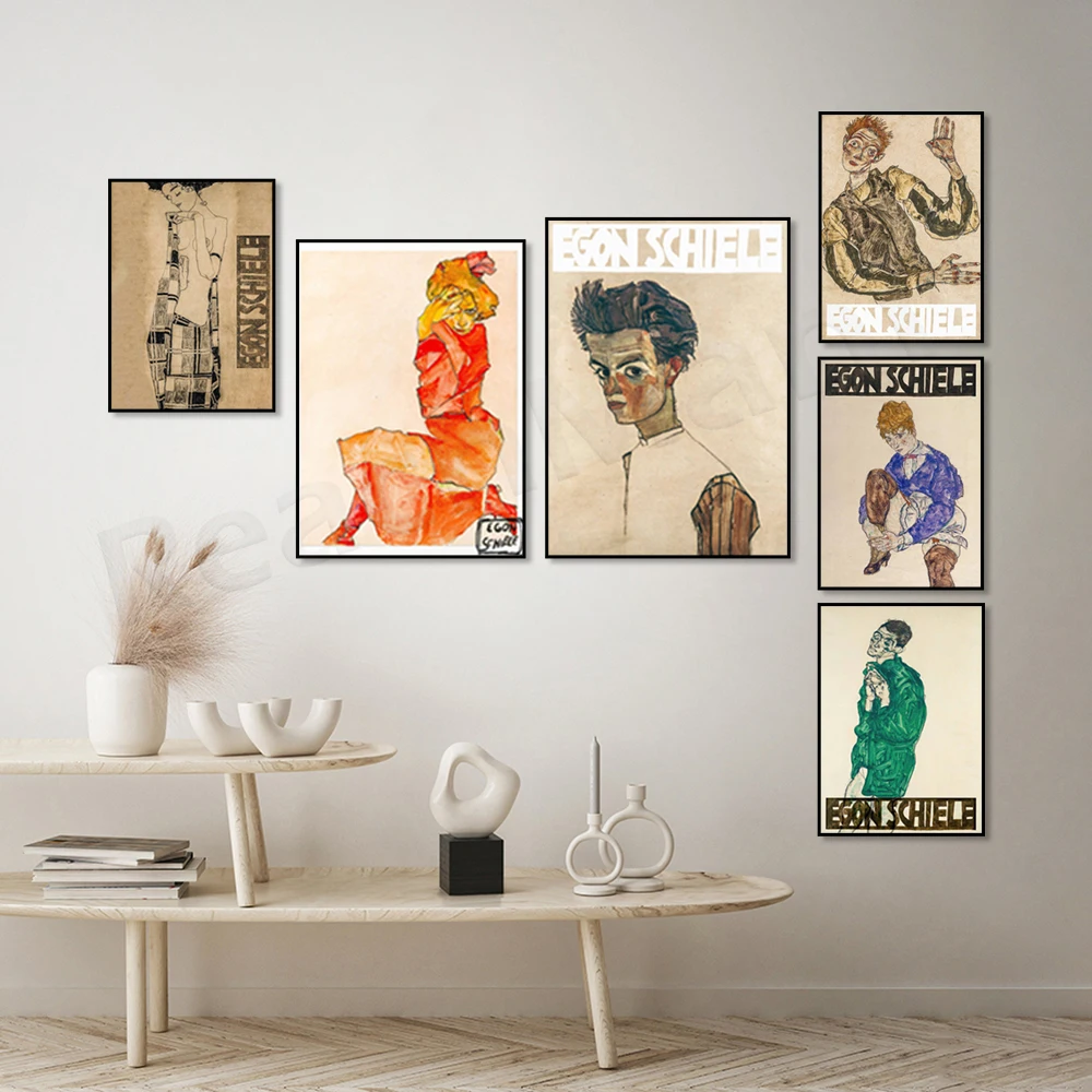Egon Schieleexhibition Poster, Body Paint Sketch Line Canvas Art Print, Pittura A Olio Vintage, Arte Estetica, Egon Schiele Poster