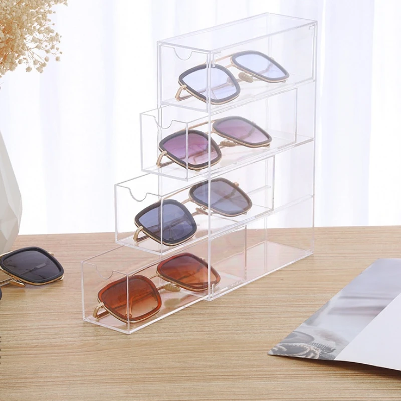 Transparent Plastic Storage Box with Grid for Cosmetic and Stationery