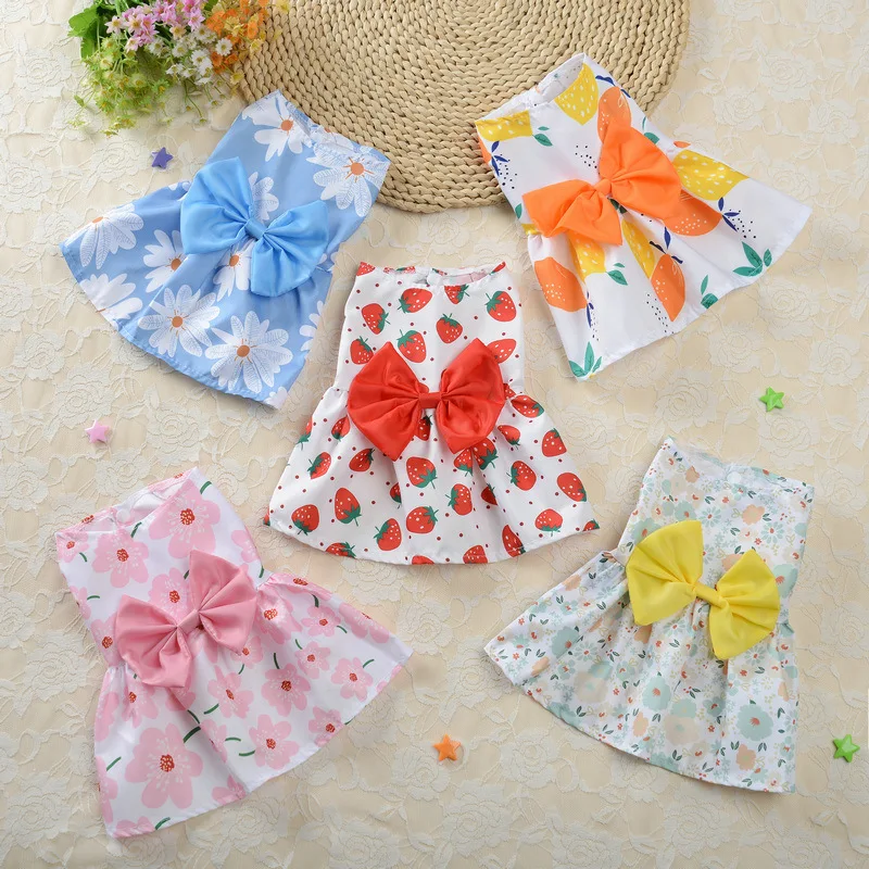 

New Small Dog Flower Princess Dress Kitty Teddy New Pet Clothes Cute Dog Skirt Summer Thin Pet Supplies Accessories