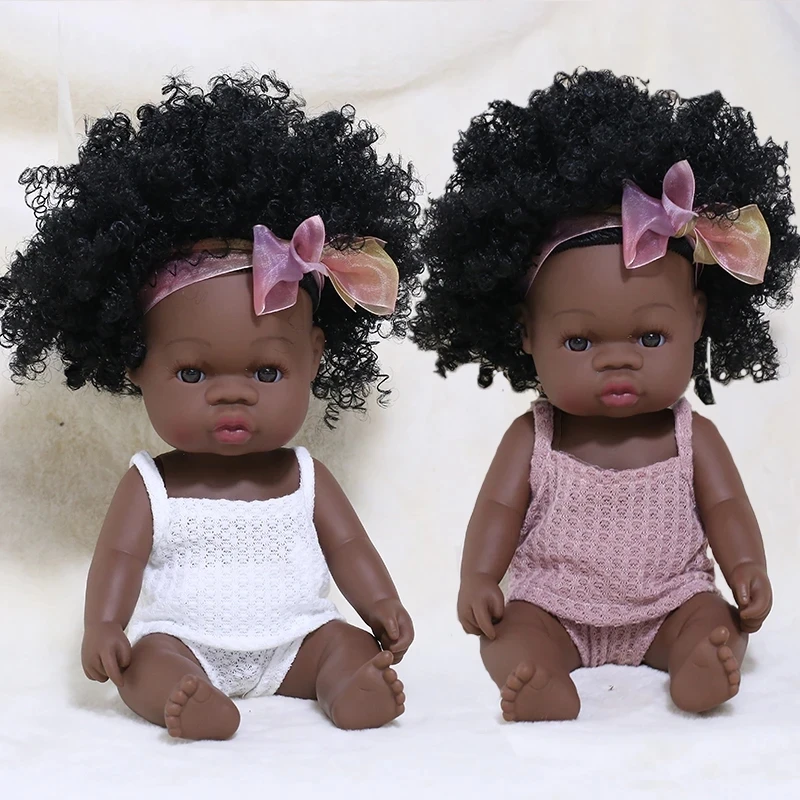 35cm Newborn Reborn African Doll Baby Simulation Soft Vinyl