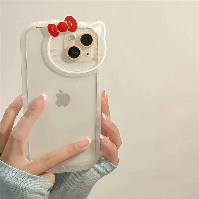thumbnail image 1 of Sanrio-funda transparente de Hello Kitty para iPhone, 15, 14, 13, 11, 12 Pro Max, XS, XR, 7, 8 Plus, SE20, cubierta suave a prueba de golpes, Y2K, 1 of 4