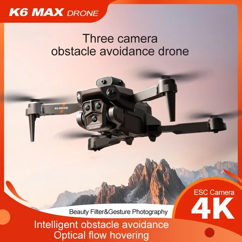 K6 MAX Triple-Camera Drone 4K HD Optical Flow Positioning 360&deg; Obstacle Avoidance Foldable Quadcopter Wifi FPV RC Toys Dron drone quadcopter
