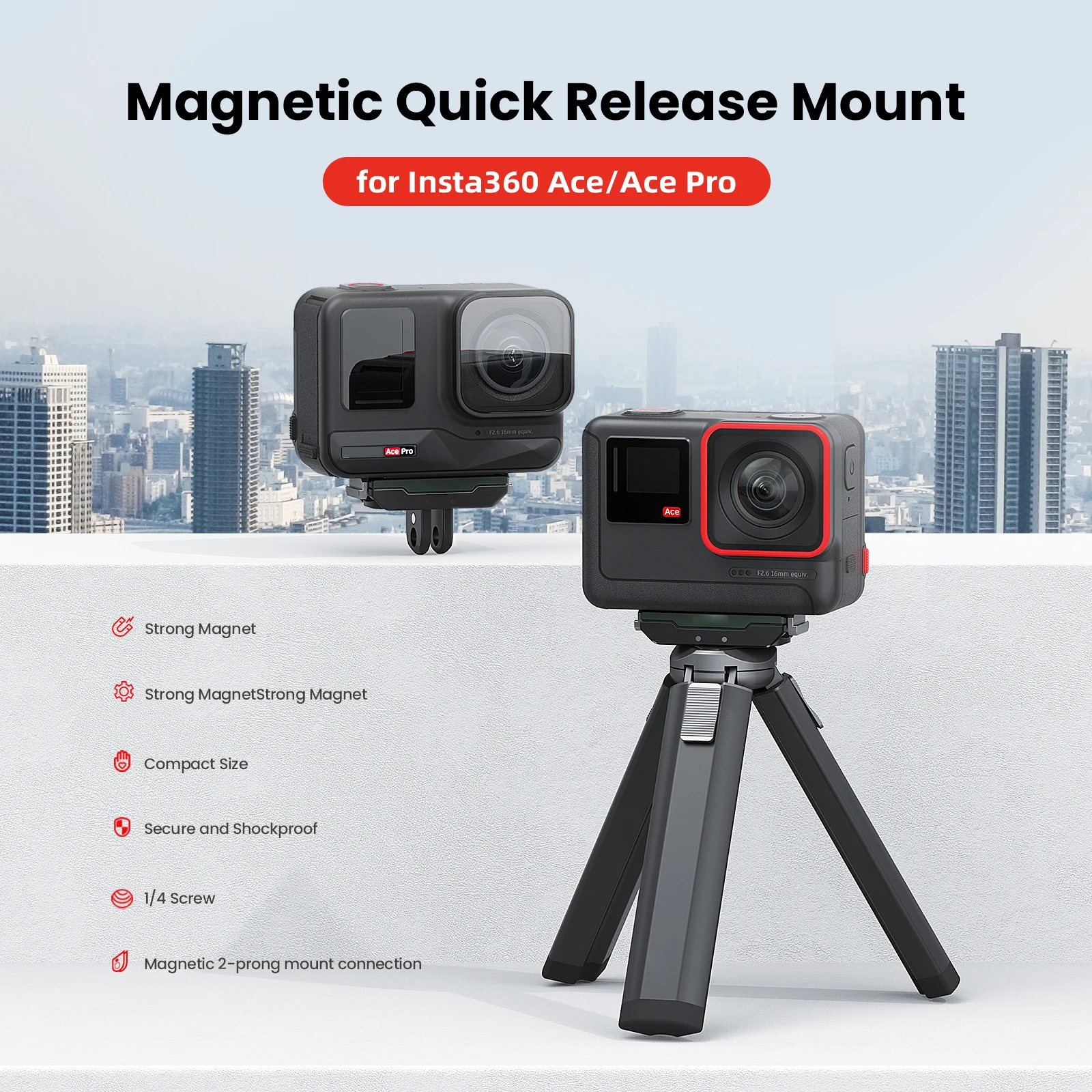 Insta360 Ace Pro 스포츠 카메라 액세서리 용 Insta360 Ace 마그네틱 어댑터 라이딩 홀더 용 마그네틱 퀵 릴리스베이스 브래킷