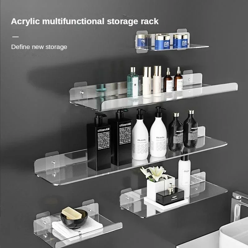 Transparent Acrylic U-shaped Wall Mounted Storage Rack Kitchen and Bathroom Walls L Do Not Require Perforated Storage Racks 3