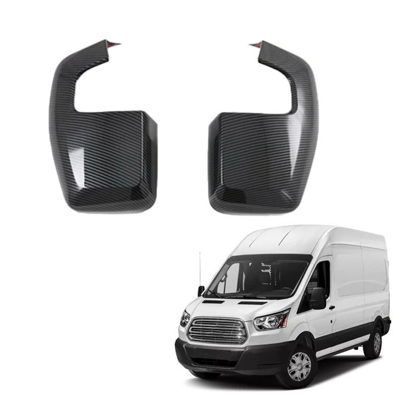 Car Carbon Rear View Side Glass Mirror Cover Trim Caps for Ford Transit Tourneo Custom