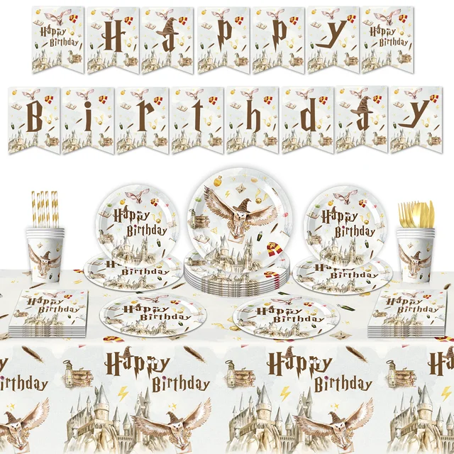 Set Stoviglie Compleanno Mago Per 20 Ospiti - Piatti, Tazze, Tovaglia Tema Magico Per Feste Bambini - Foto 9