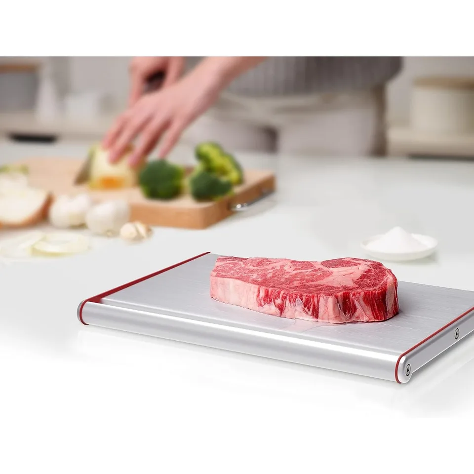 Food Defrosting Tray Quick Thawing Aluminum Red
