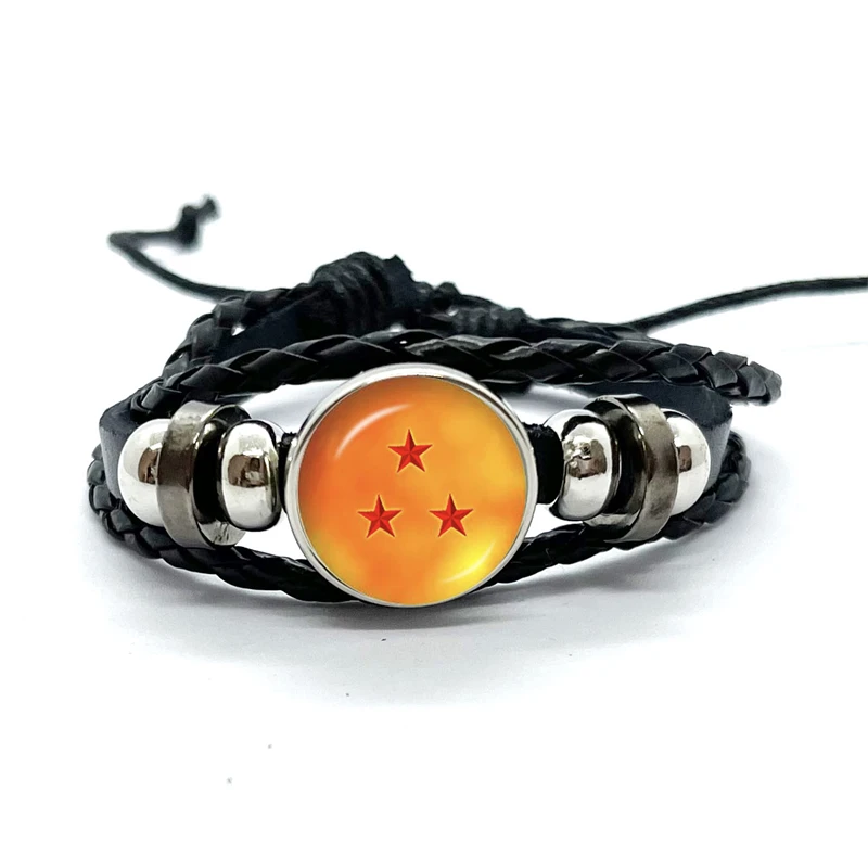 Seven Stars Bracelet for Men Dragon Ball Poster Japan Anime Punk Fashion Glass Button Leather Bracelets Wristband Fans Gift 4