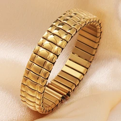 Stainless Steel Stretch Expansion Watch Band - Universal Metal Elastic Strap - 16mm (Gold)