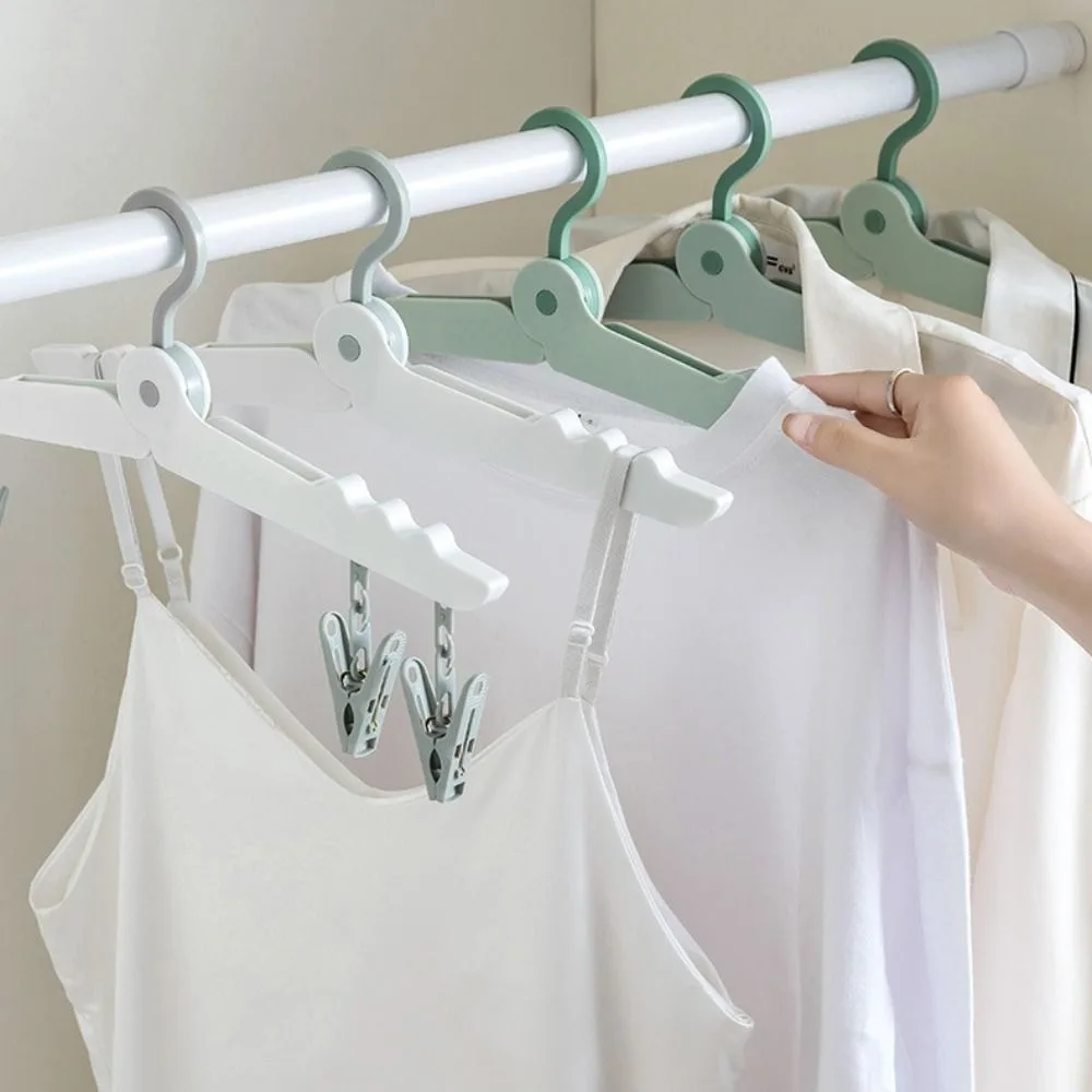 Portable Hangers for Clothes Travel Folding Telescopic Mini Clothes Drying Rack Save Space Wardrobe Organizer for Clothes Mini 2
