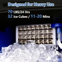 Ice Maker Machine, 70 LBS/24H Under Counter Large Ice Machine w/ 10 LBS Capacity Ice Storage Bin, 2 Water Inlet Modes 2