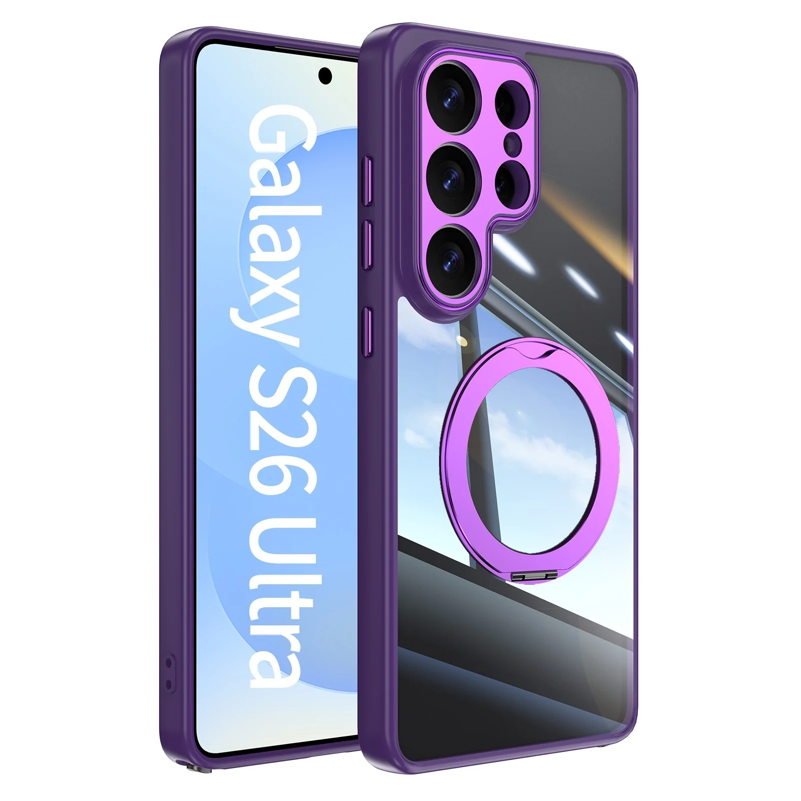 360° Rotating Magnetic Bracket Shockproof Phone Case with Clear Mount