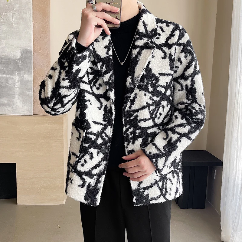 winter Business woolen Blazers Men Autumn Vintage Mens Jackets fashion Casual Slim Fit Suit Male Size M-3XL Blazer male