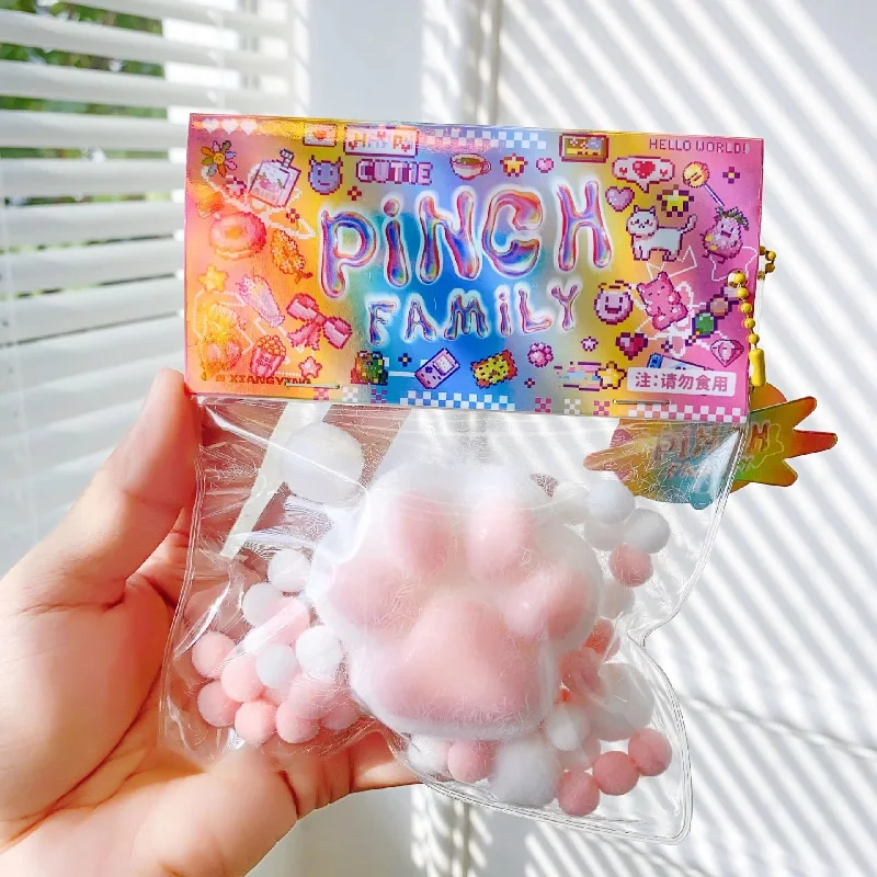 Super Soft Purple Sweet Potato Cake Mochi Soft Sticky Decompression Relaxation Toy Squeezing Cats Paw Toy Pink Feet Squishy Gift 3