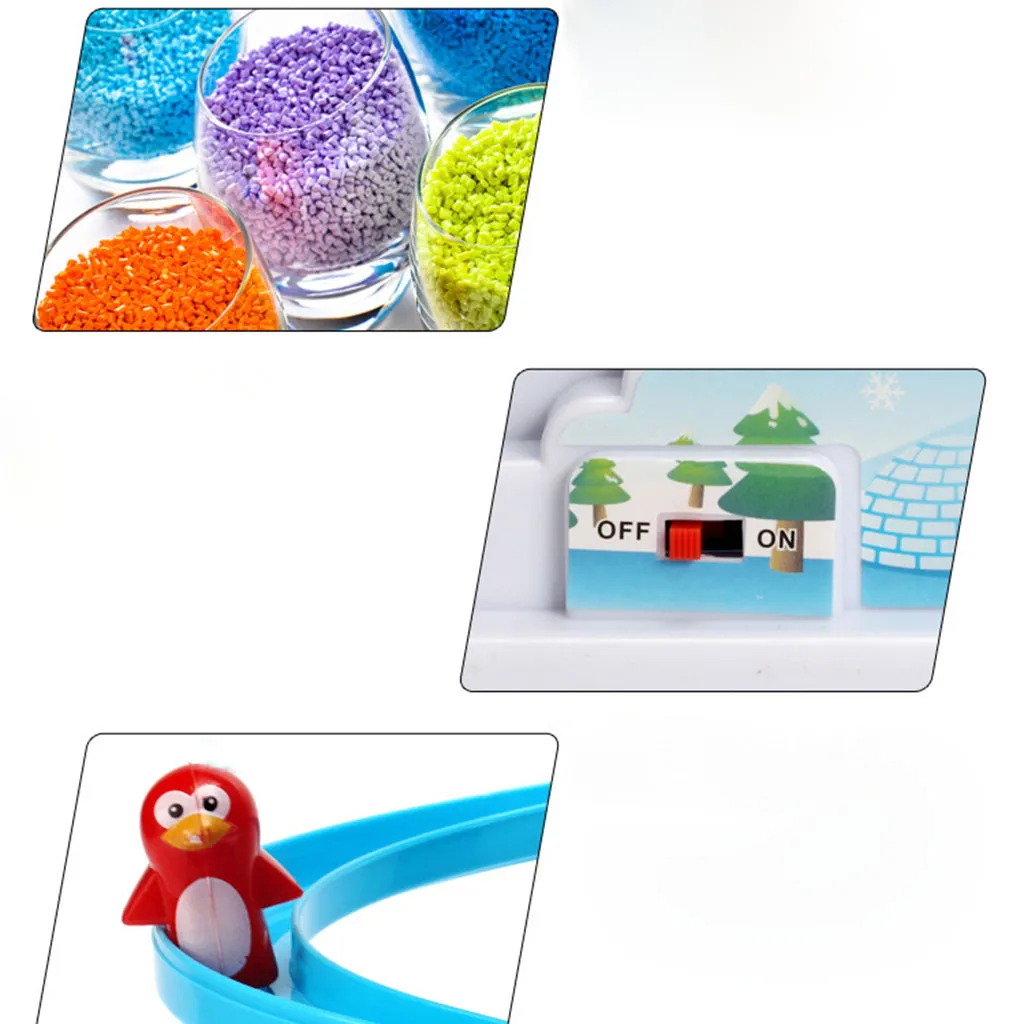 Electric Track Penguin Sliding with Music Track Race Toy Train Puzzle Education Division And Multiplication Games