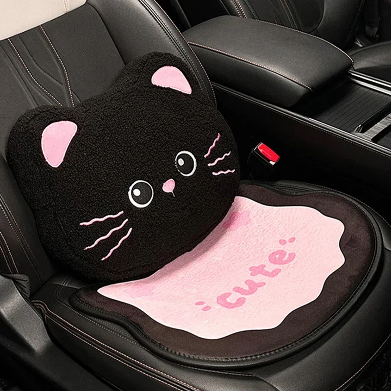 Cuscino per auto a forma di gatto animato rosa e nero - immagine 4