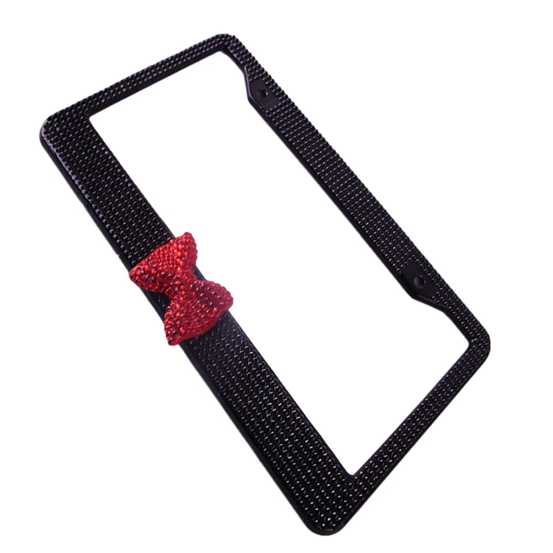 31x16 см Блестящий держатель номерного знака, автозапчасти, внешняя отделка автомобиля, нержавеющая сталь, защитная рамка для американского образца, розовый галстук-бабочка