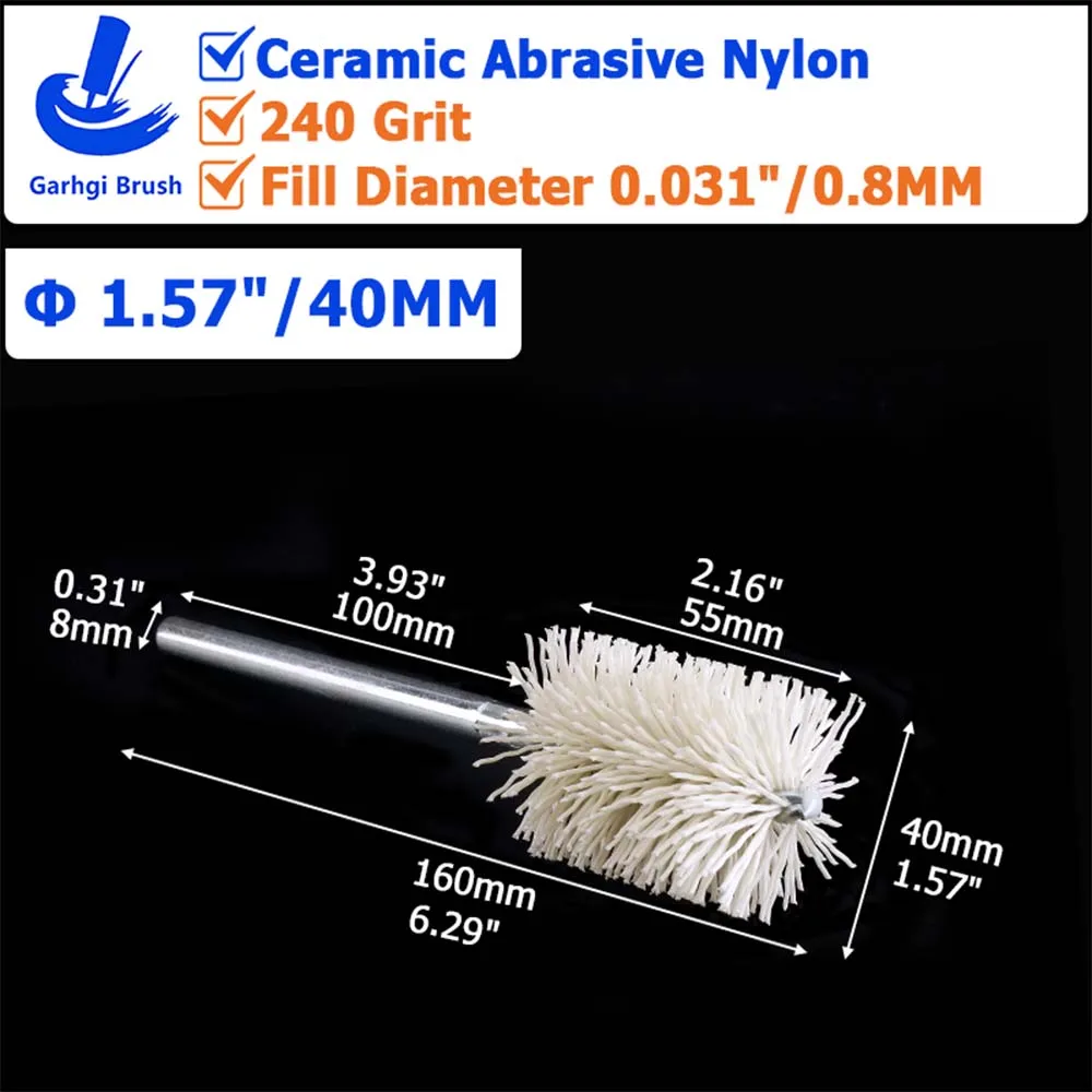 Ceramic Abrasive Nylon Tube Brushes for Surface Prep and Polishing