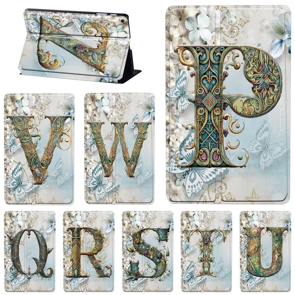 Custodia Per Samsung Galaxy Tab A8 10.5 X205 X200 S6 Lite P610 A7 T500 A7 Lite Pu Tablet Cover Smart Leather Graphic Initial Printed