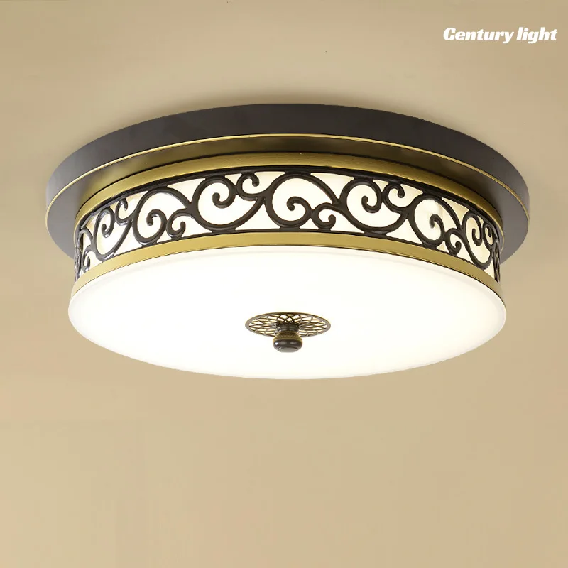 

American copper ceiling light, balcony foyer, master bedroom ceiling light, living room light, circular pastoral LED light