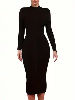 Bandage Dress Black Bodycon Dress Evening Party Elegant Sexy One Shoulder Birthday Club Outfit 4