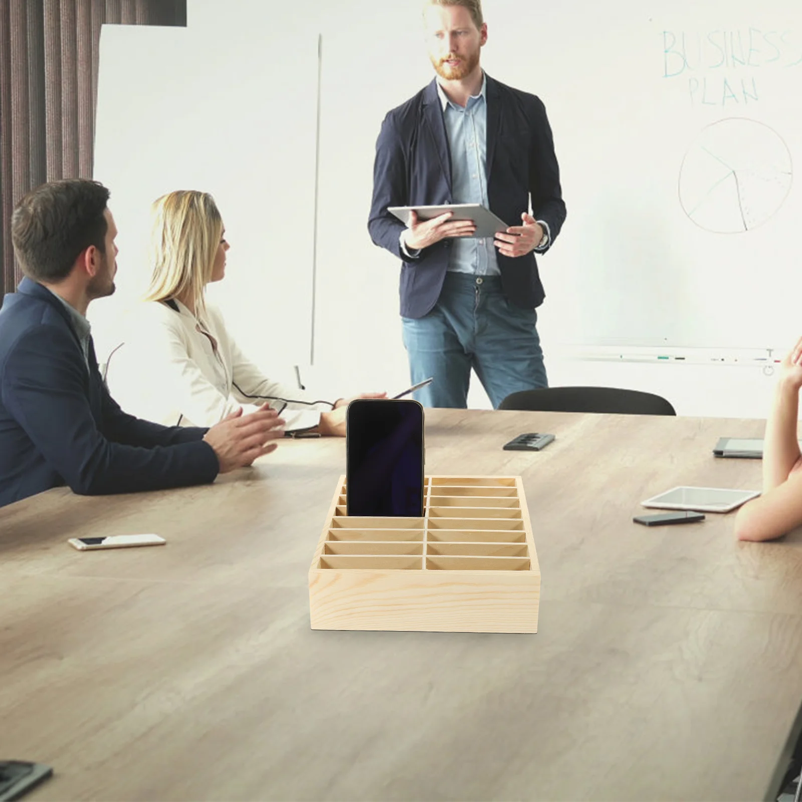 휴대폰 보관함 거치대 교실 셀 테이블 정리함 데스크탑 커버, 목재 섹션 케이스