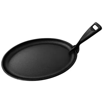 Piastra per bistecche in ghisa da 10,6 x 6,89 pollici Piastra per bistecche di forma ovale Piastra per server Fajita Piastra per cottura alla griglia di carne 1