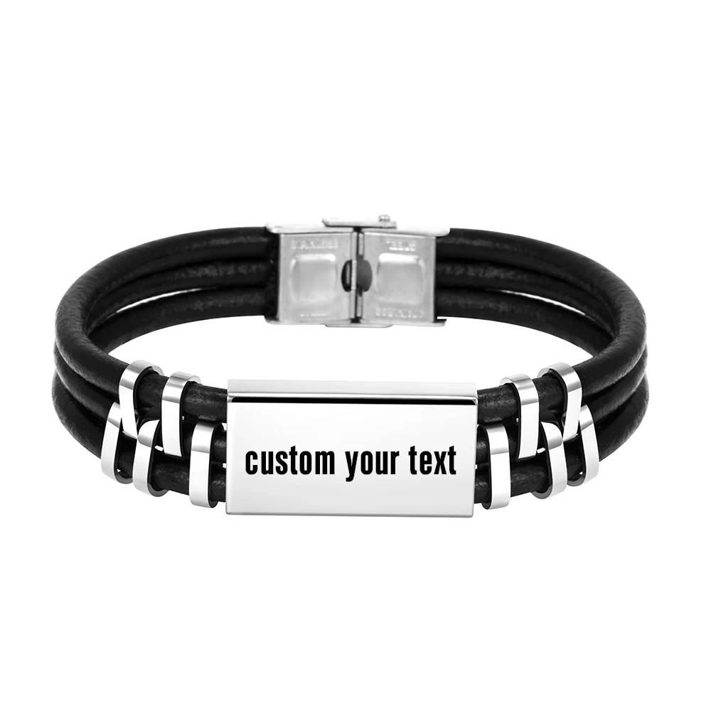 

Индивидуальный мужской браслет с бесплатной гравировкой текста, браслет, персонализированный мужской браслет, подарок на день отца