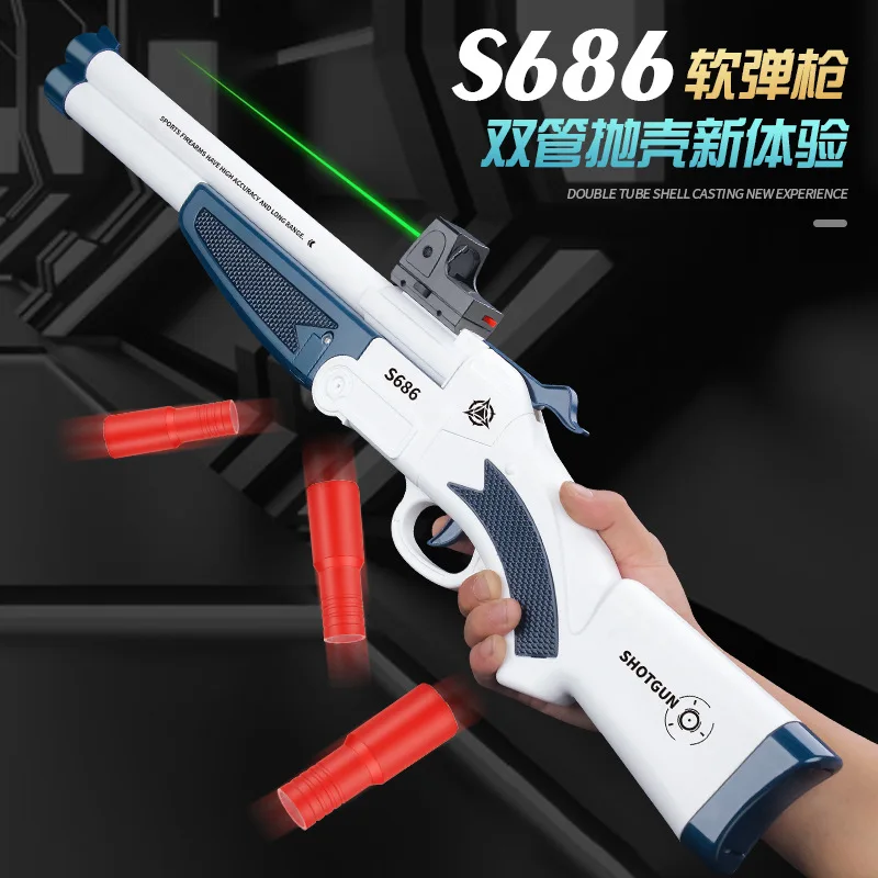 

New S686 Double-barrel Toy Gun Soft Bullet Shell Ejection Gun Weapon Rifle Sniper Pneumatic Airsoft For Adults Children Shooting