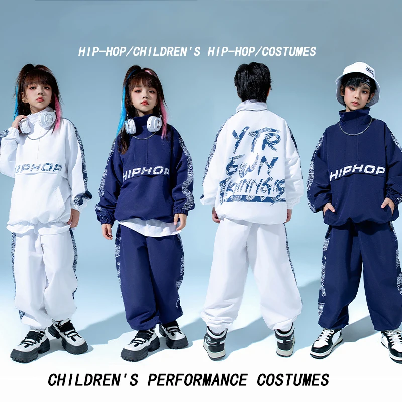 Boys Hip Hop Clothes Jazz Dance Outfits Sport Suit Kids Loose Tops Pants Girls Jazz Dance Wear Kpop Practice Clothing BL1