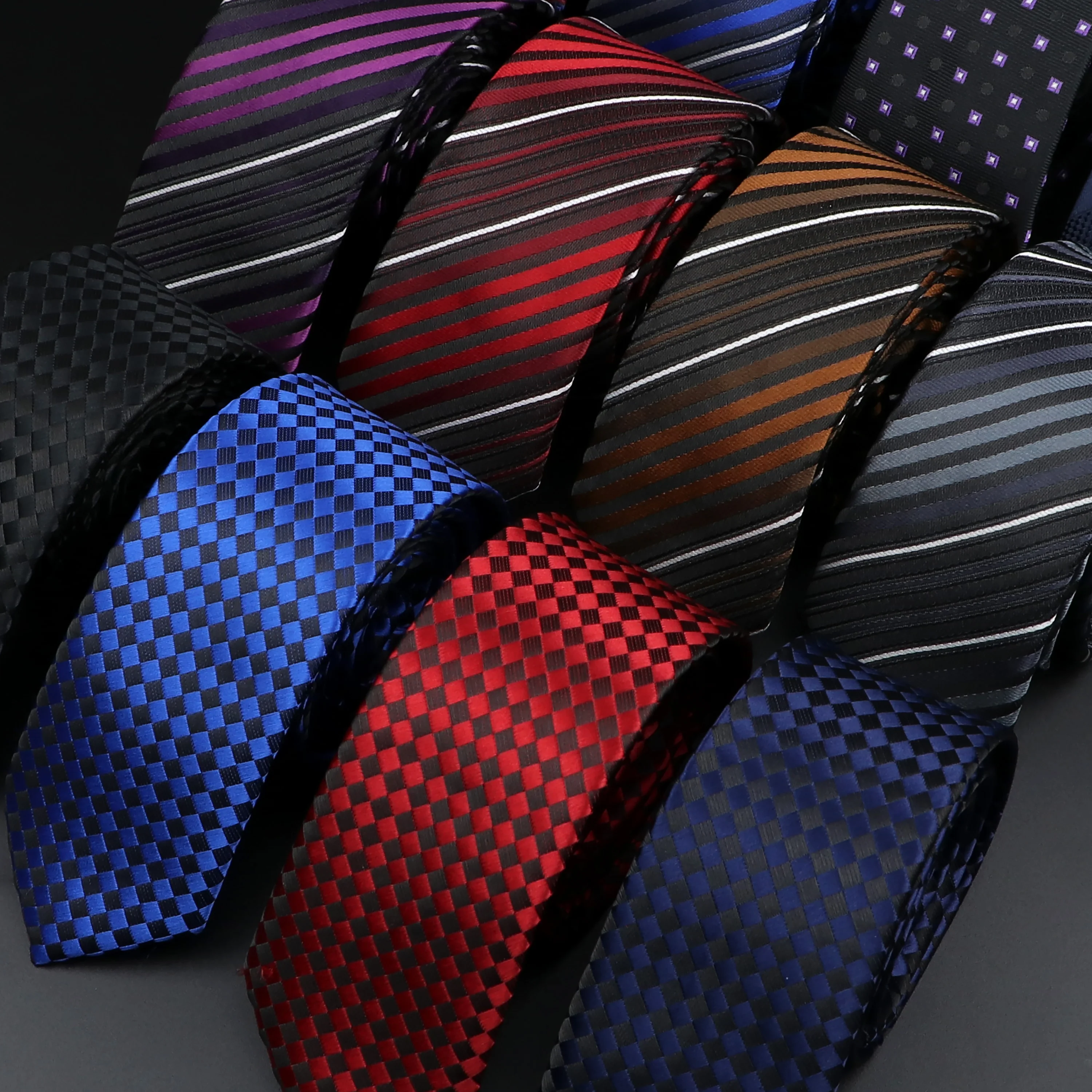 

Men 5cm Skinny Ties Classic Red Blue Grey Stripe Necktie Jacquard Business Tie Daily Wear Wedding Party Accessories Gift Cravat