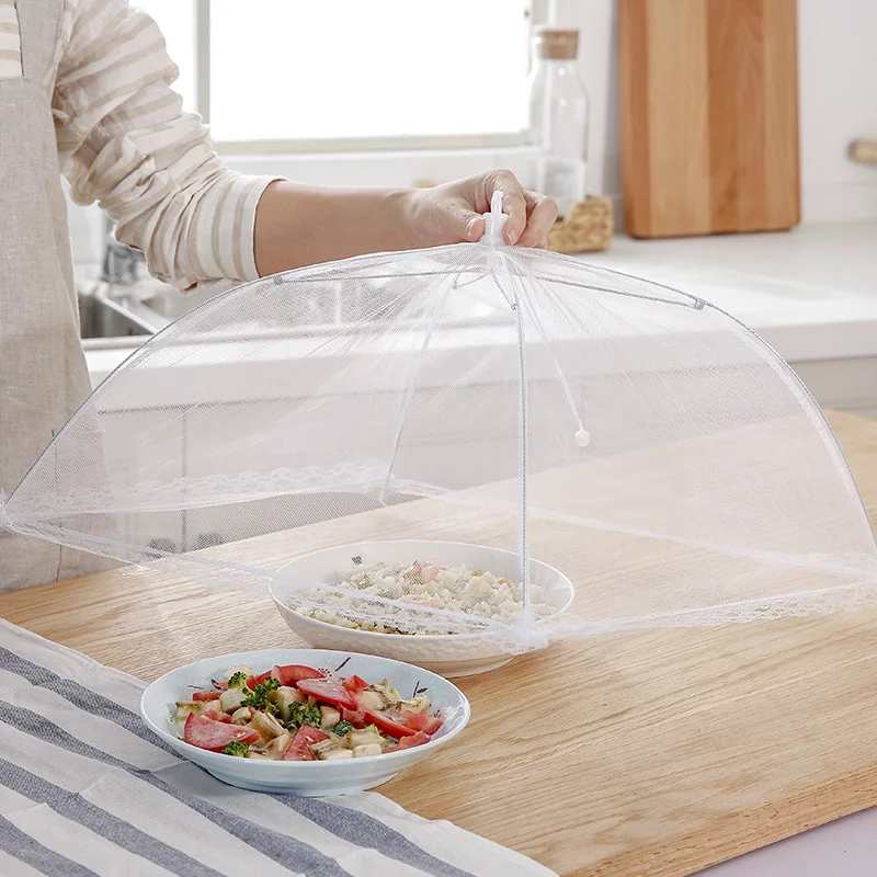 Large Foldable Mesh Food Cover Anti Fly Mosquito Reusable BBQ Lace Table Kitchen Foods Umbrella Picnic Accessories