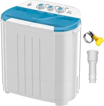 Portable Washing Machine, Twin Tub Washing Machine Laundry Compact Washer spinner Combo with 14lbs capacity, 9Lbs Washer